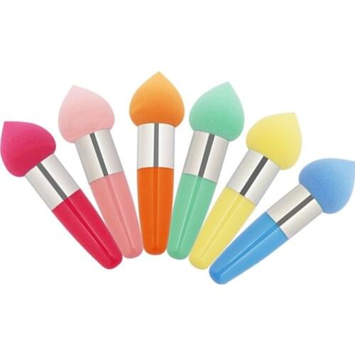 2pcs Rainbow with Handle Sponge Puff Waterdrop Mango Make Up Sponge Concealer Beauty Cosmetic Tool Makeup Blender Basic Brush