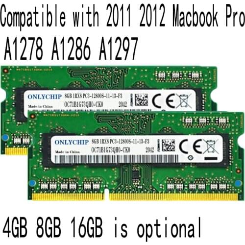2011 2012 Apple macbook pro A1278 A1286 A1297 memory RAM 8GB 4GB 16GB DDR3 1600