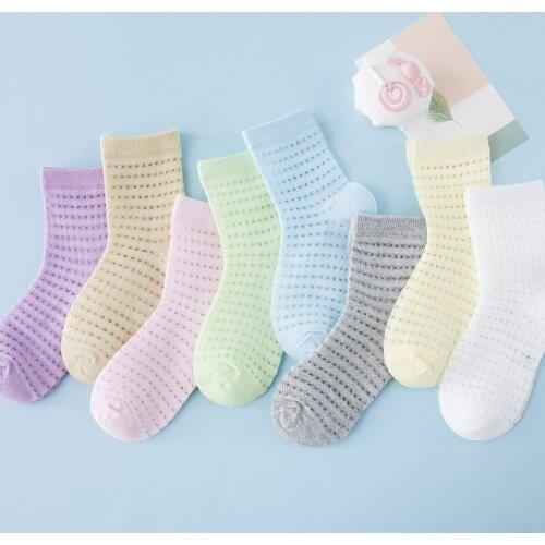 5 Pairs /lot Thin Spring Summer Mesh Baby Socks Cotton Comfortable Children Socks Candy Color Hole Socks 0-2 Years Old