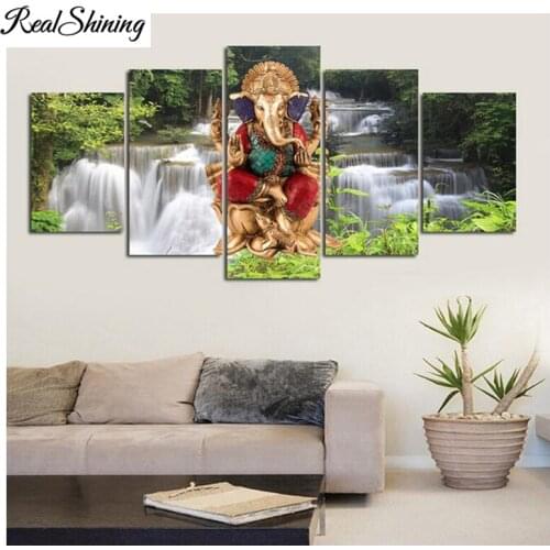 3d Full Square/Round Drill 5D DIY diamond painting"5pcs set India Elephant God"mosaic Diamond Embroidery waterfall gift FS5859