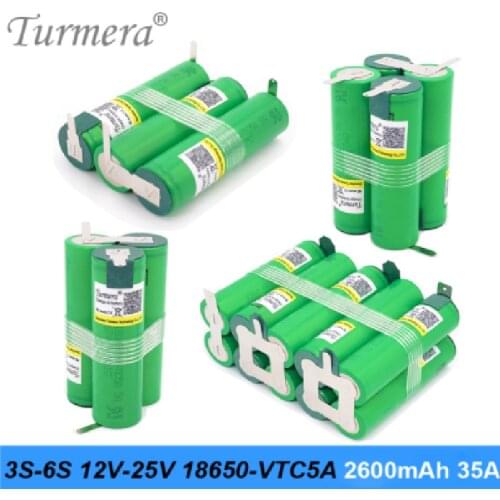 Battery Pack 3S 12V 4S 16.8V 5S 21V 6S 25V VTC5A 18650 US VTC5A 2600mAh Battery 35A for 18V Screwdriver Battery Customize Turmer