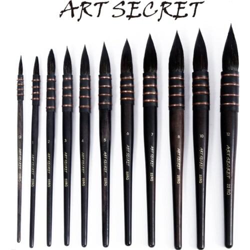 Artsecret 22RQ high quality squirrel hair wooden handle paint brushes artistic art painting brush pen for professional drawing
