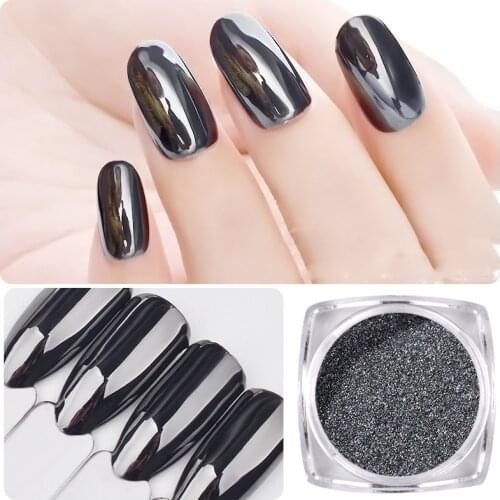1g/box DIY Aurora Black Mirror Nail Glitter Powder Dazzling Shining Chrome Pigment Dust Paillettes Nail Art Decorations