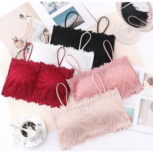 Womens Cotton Underwear Tube Top Brassiere Sexy Lace Top Fashion Breathable Bra Womens Sling Sleeping Bra Female Sexy Lingerie