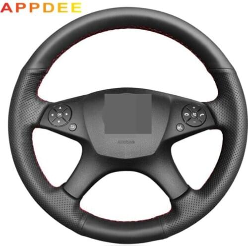 Handsewing Black Artificial Leather Steering Wheel Covers for Mercedes Benz W204 C-Class 2007-2010 C300 C280 C260 C230 C180 C200