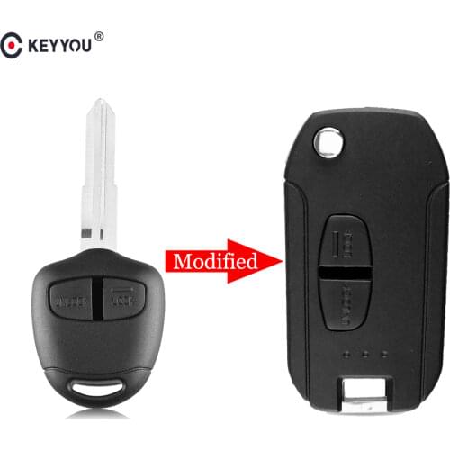 KEYYOU 10X 2/3BT Modified Flip Folding Remote Key Shell Case for Mitsubishi New ASX GRANDIS Outlander LANCER-EX Right/Left Blade