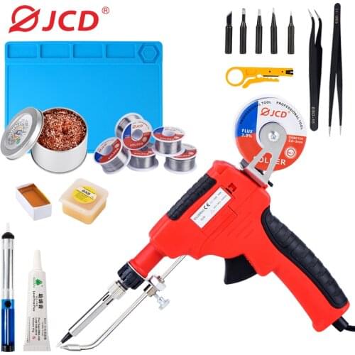 JCD Electric Soldering Iron Gun 220V 80W Manual Tin-feeding Welding Solder Repair Gun Comes With 50G Lead-free Tin High Quality