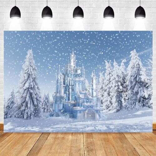 Yeele Christmas Tree Winter Castle Forest Snowflake Backdrop Vinyl Photography Background For Photo Studio Photophone Photozone