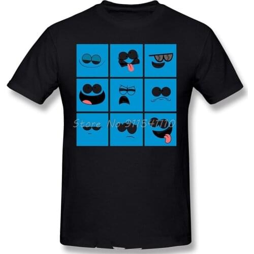Men Fosters Home Animated TV Series Black T-Shirt The Faces Of Bloo Pure Cotton Tees Harajuku TShirt