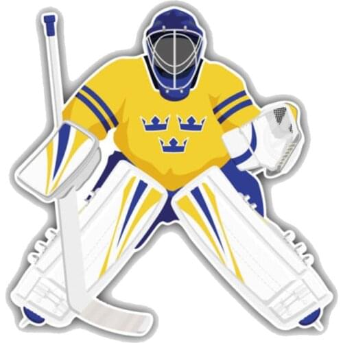 Hot Sell Personality Sweden Hockey Team Goalie Car Sticker Motorcycle Decals Vinyl Sunscreen Anti-UV PVC 13cm X 13cm