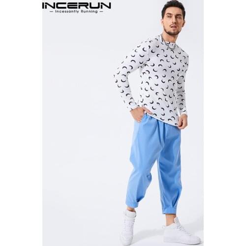 INCERUN 2021 New Mens Fashion Solid Color Pants Drawstring Casual Harem Trouser All-match Loose Wide Leg Pants Trousers S-5XL