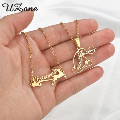 Customized Name Necklaces Piercing Christmas Nameplate pendant Necklace for Women Men Stainless Steel Boys Girls Xmas Gifts