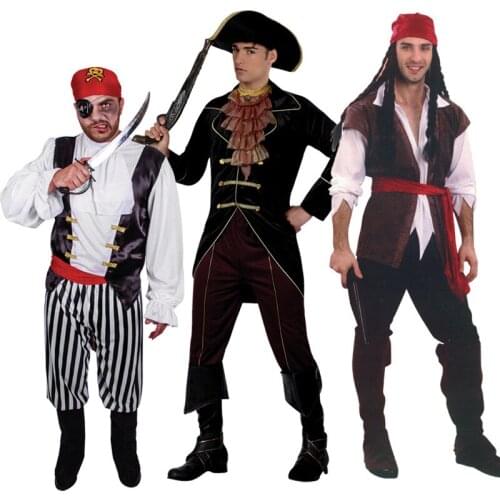 Caribbean Pirate Cosplays Costume Adult Captain Jack Costume Halloween Movie Cosplay Pirate Costume Sets