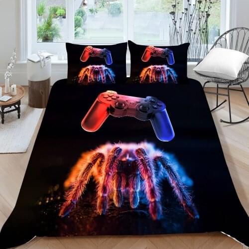 New Arrival Spider and Gamepad Printing Bedding set 100% Microfiber Bedclothes Duvet cover with pillowcase 2/3pcs