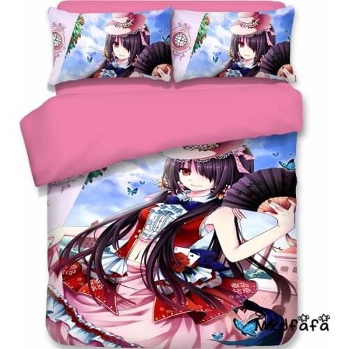 Mxdfafa Anime DATE A LIVE Printed Comforter Bedding Sets Duvet Cover Set 3pc Set Include 1 Duvet Cover and 2 Dakimakura Covers