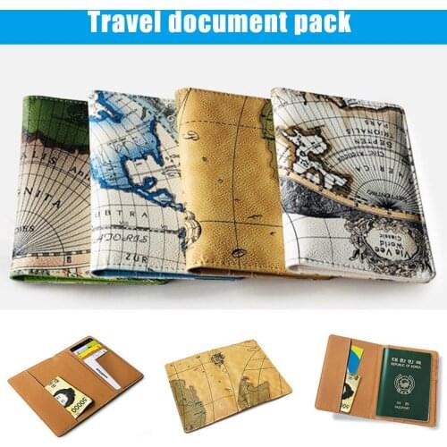 New Arrival Vintage PU Leather Map Pattern Wallet Credit Card Holder Slim Organizer Travel Wallet Purse