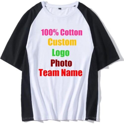 Custom Hong Kong Harajuku street tide brand stitching solid color loose men and women Japanese solid color T-shirt