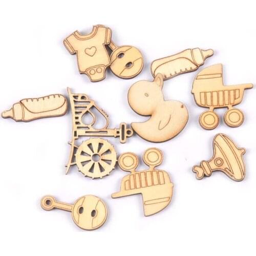Random Mix Baby Pattern Natural Wood Slices Craft Supplies For DIY Scrapbooking Wooden Embellishment Handmade Accessories M1977