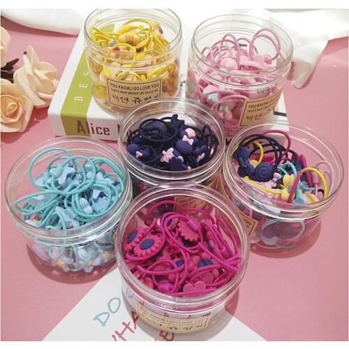 40PCS Sweet Cartoon Styling Childrens Series Ponytail Girl with Hair Band Elastic Band Set Kids Hair Accessories Rubber band