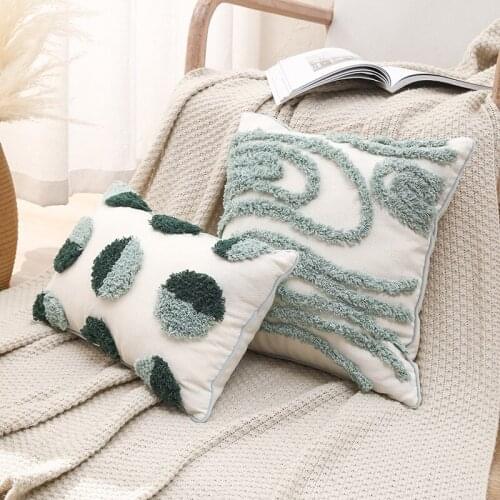 Nordic Fresh Cotton Decorative Sofa Throw Cushion Cover Solid Dot Lumbar Pillow Covers Striped Car Pillow Case For Home Decor