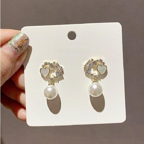 ZDMXJL 2021 New Arrive Trend Womens Earrings Fine Heart Zircon Pearl Eardrop Earrings For Women Girl Jewelry Gift Drop-shipping