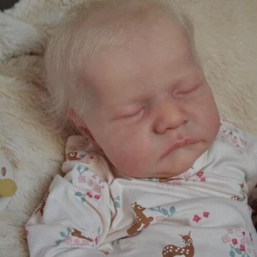 NPK 19inch Bebe Doll Reborn Newborn Baby Lifelike Cuddly Doll Popular Sleeping Levi Blonde Hair High Quality Handmade Doll