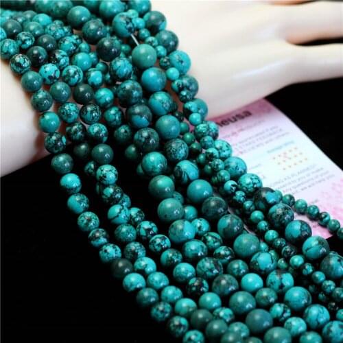 Oameusa Round Smooth Green Turquoises Stone Loose Beads For Jewelry Making DIY Bracelet Necklace Earring Wholesale