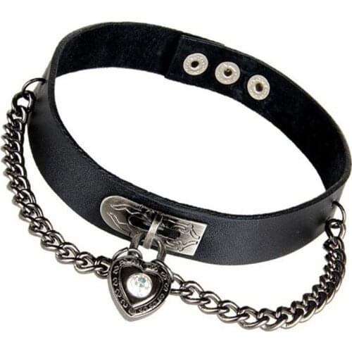 Fashion 1 PCS Women Girls Punk Heart Dangle Pendant Choker Chain Goth Leather Necklace Collar Choker New Arrival ras de cou