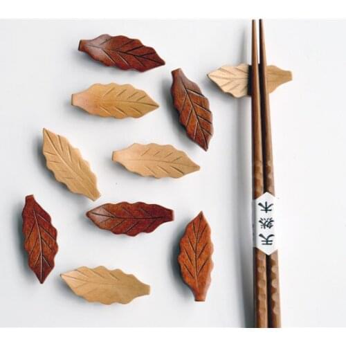 Leaves Shape Chopsticks Rest 5.5*2.5CM Cute Wooden Holder Rack Chopsticks Holder Hotel Kitchen Supplies