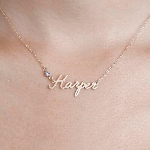 IPG14K Gold-plated Custom Name Necklace Titanium Steel Necklace Unisex DIY Letter Clavicle Chain for Birthday Gift