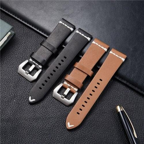Vintage Genuine Leather Watchband Strap 18mm 20mm 22mm 24mm Watch Straps Belt Handmade Leather Bracelets Watch Accessories