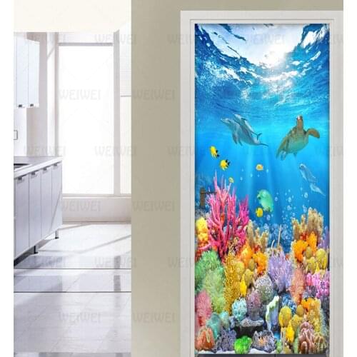 Sticker On The Door Self Adhesive Ocean Wallpaper Diy Prints Pictures Wall Art Home Decoration Mural Wardrobe Renovation Decal