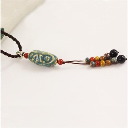 SEA MEW New Fashion Charm Ceramic Bead Pendant Necklace Big Long Chain Sweater Necklace For Women