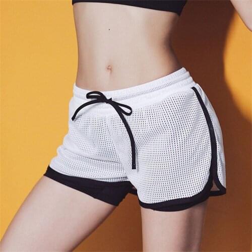 Mesh Sport Shorts Women Fitness Clothing Workout Lulu Running Gym Yoga Shorts For Lady Elastic Short Pants Sportswear Gym Shorts