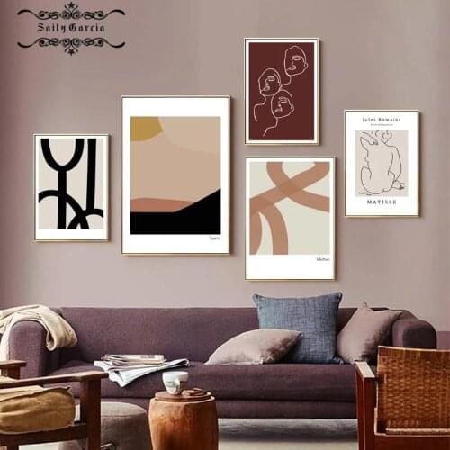 Nordic Minimalist Abstract Graphic and Body Line Wall Art Canvas Painting Combination Poster for Living Room Home Decor Pictures