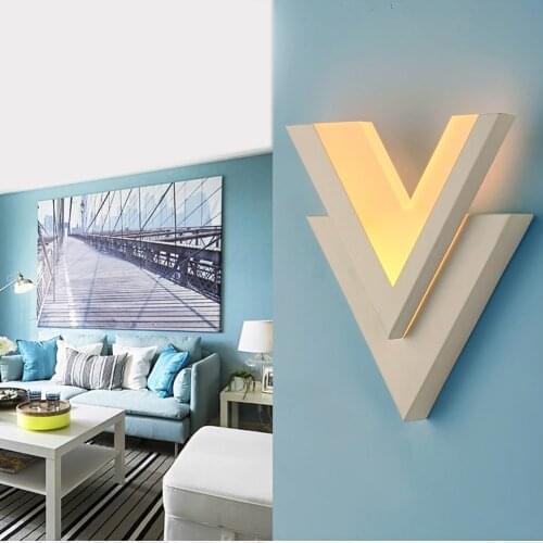 Modern LED Wall Lamp 8W Iron +Acrylic Body V Wall Light Home Decoration Warm White Light Luminaire For Bedroom Living Room