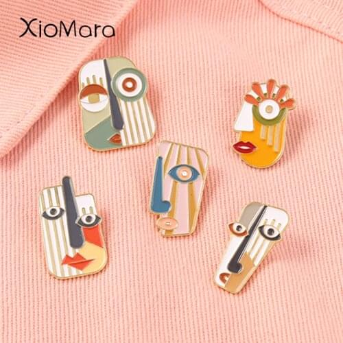 Modern Abstract Art Enamel Pins Brooches Metal Badges Collar Backpack Decoration Accessories Men Women Jewelry Wholesale