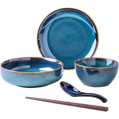 Modern Blue Dinner Plates Home Unique Nordic Solid Color Dinner Plates Porcelain Western Geschirr Set Home Accessories EI50TZ