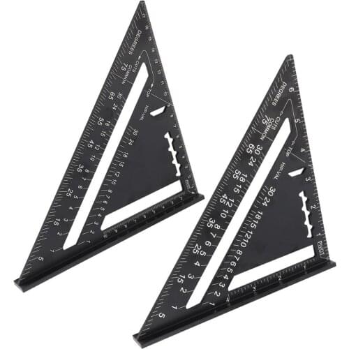 7in Roofing Triangle Angle Protractor Black Oxidation Aluminum Alloy Metric Imperial Angle Ruler Gauge DIY Building Framing Tool