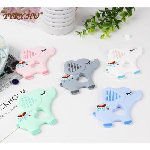 TYRY.HU 10PC Elephant Silicone Teethers Teething Baby Pendant DIY Pacifier Chian Clips Toy Food Grade Silicone baby teether