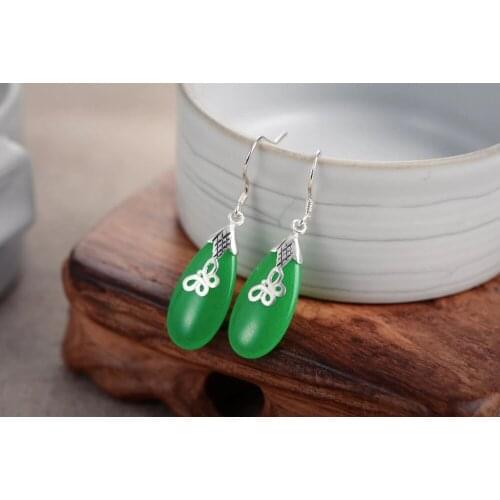 Ladys iSTONE 925 Sterling Stone Drop Earrings For Women Natural Stone bread big earringsWomen Party, Party, Luxury Dubai