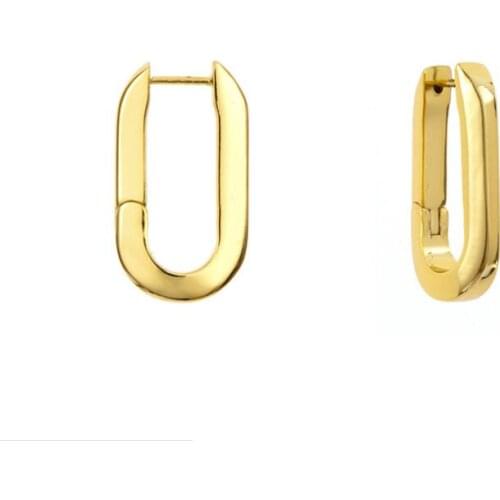 Women Jewelry Brass With 18k Gold Geo U Shape Drop Earrings Party T Show Gown Punk Top Runway Rare Korean Japan