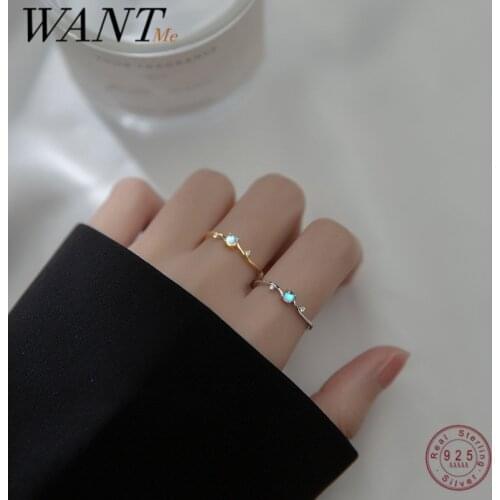 WANTME 925 Sterling Silver Luxury Glazed Zircon Simple Chic Finger Ring for Women Fashion Korean Party Anniversary Jewelry Gift
