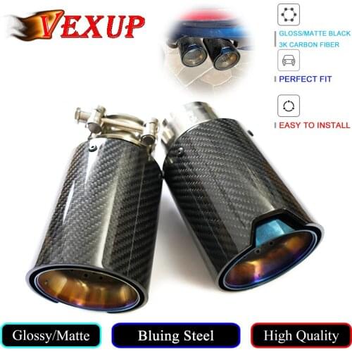 1PCS Automotive Car Sporty Style Gloss/Matte Carbon Fiber Bluing Steel Exhaust Pipe Muffler Tip For BMW M Series Car Accessories