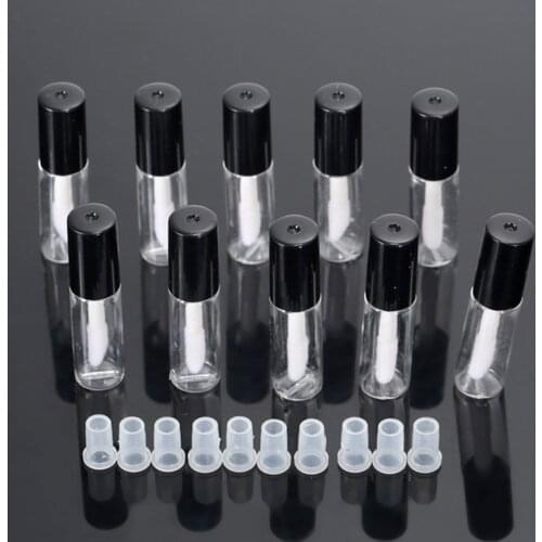 10Pcs 1.2ML Black Empty Lip Gloss Tube DIY Plastic Elegant Liquid Lipstick Container Round Lipgloss Lip Balm Bottle
