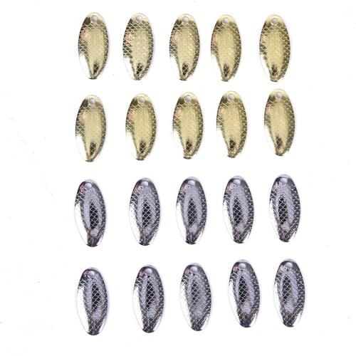 10Pcs Spinner Spoon Fishing Lure Gold Silver Rotating Hard Baits Accessories For Trout Pike Peche Feather Treble Hook Tackle