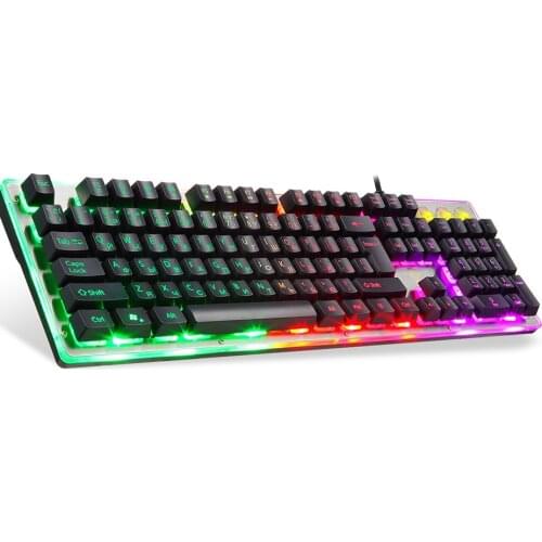 104 keys Gaming Keyboard Gaming keyboard with LED Backlit Russian Layout Keyboard Mechanical Feel for PC Gamers