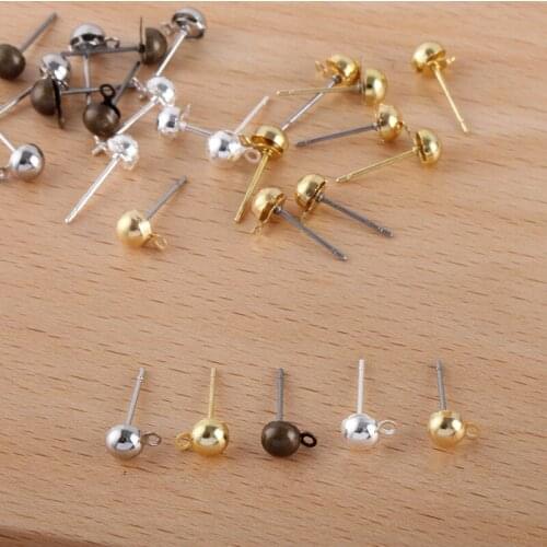 200pcs 5x12mm Copper Stud Earrings Base 5 Colors Earrings Setting With a Loop DIY Jewelry Accessories