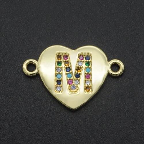 2020 14x22mm 100% CZ Zircon DIY Jewelry Rainbow Alphabet Charms Wholesale OEM Order Accepted Bracelet Making Connector