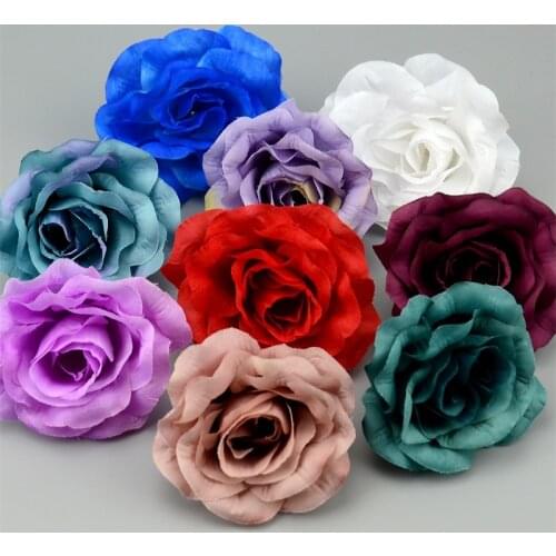 50pcs 9cm Diy Large Rose Artificial Silk Flower Head Home Wedding Party Decoration Diy Garland Gift Craft Fake Flower
